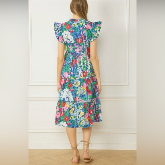 NWT Entro Lillian Floral Print Ruffle Sleeve Dress Size 1XL - Picture 4 of 11